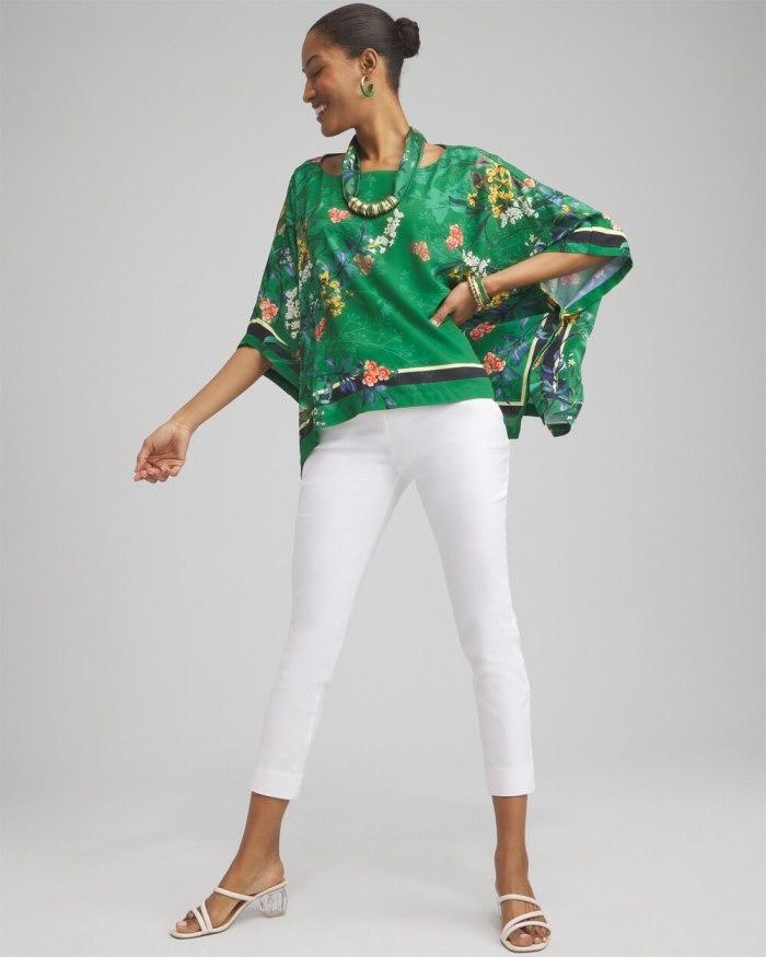 Chicos Floral Poncho - Verdant Green Chicos Floral Poncho - Verdant Green