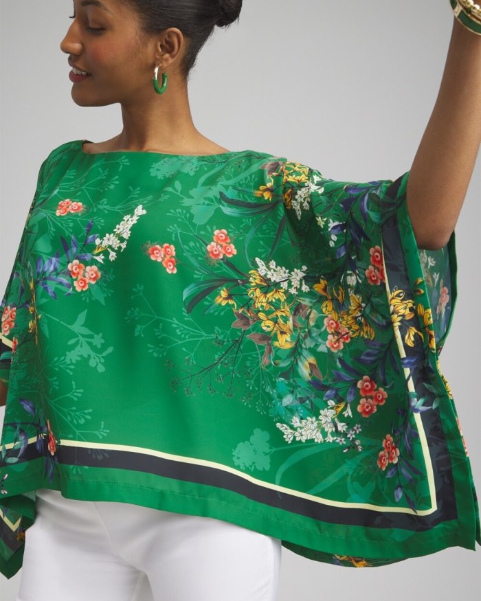 Chicos Floral Poncho - Verdant Green Chicos Floral Poncho - Verdant Green
