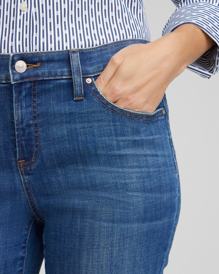 Chicos Girlfriend Fray Hem Ankle Jeans - Kailua Indigo Chicos Girlfriend Fray Hem Ankle Jeans - Kailua Indigo