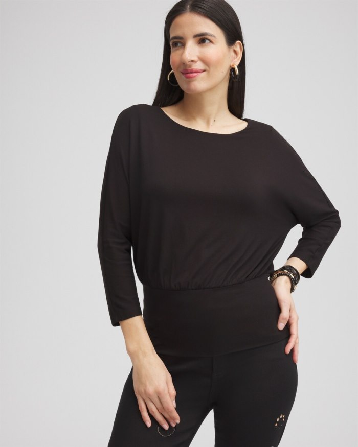 Chicos Touch of Cool Banded Hem Tee - Black Chicos Touch of Cool Banded Hem Tee - Black
