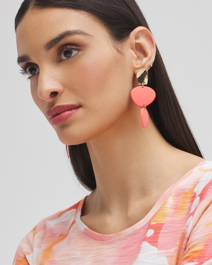 Chicos No Droop Orange Linear Earrings - Nectarine Chicos No Droop Orange Linear Earrings - Nectarine