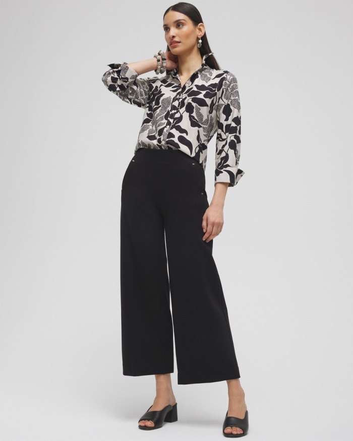 Chicos Juliet Ponte Wide Leg Cropped Pants - Black Chicos Juliet Ponte Wide Leg Cropped Pants - Black