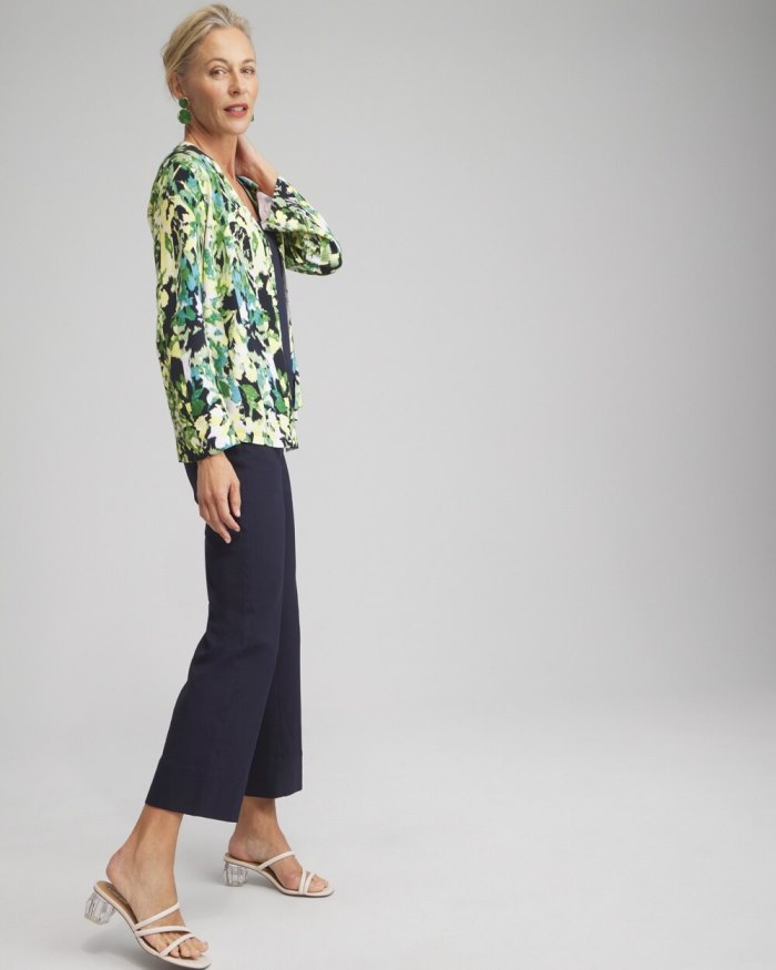 Chicos Spun Rayon Floral Flare Sleeve Cardigan - Verdant Green Chicos Spun Rayon Floral Flare Sleeve Cardigan - Verdant Green