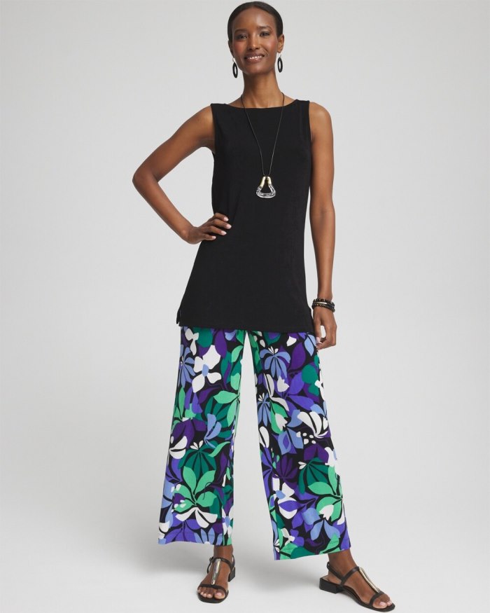 Chicos Travelers Floral Cropped Pants - Purple Nightshade Chicos Travelers Floral Cropped Pants - Purple Nightshade