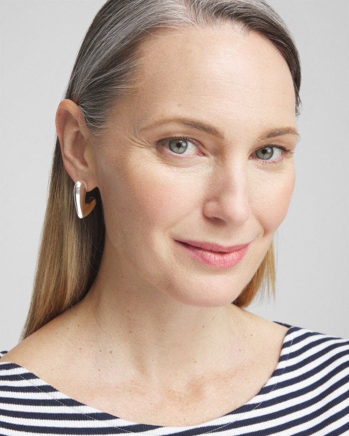 Chicos No Droop Silver Tone Mini Hoops - Silver Chicos No Droop Silver Tone Mini Hoops - Silver