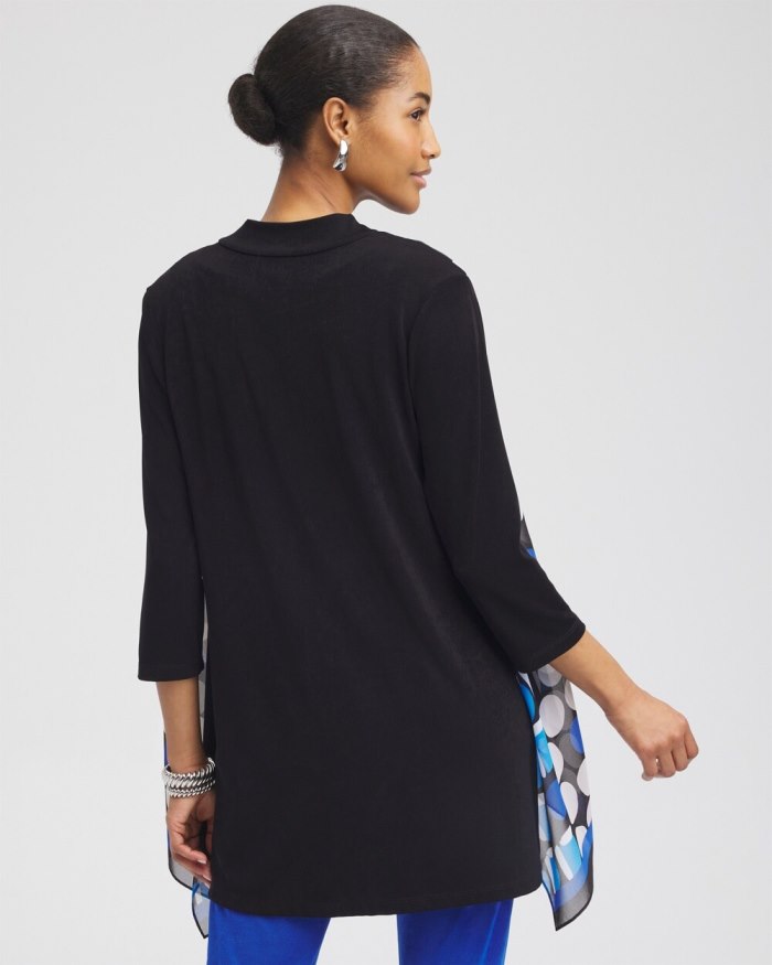 Chicos Travelers Chiffon Mix Cardigan - Intense Azure Chicos Travelers Chiffon Mix Cardigan - Intense Azure