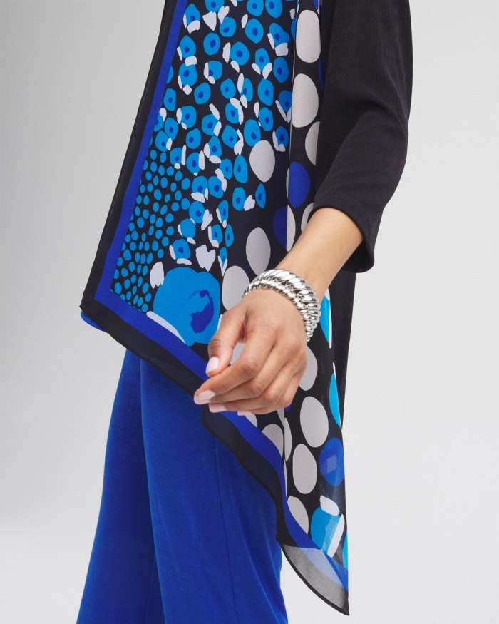 Chicos Travelers Chiffon Mix Cardigan - Intense Azure Chicos Travelers Chiffon Mix Cardigan - Intense Azure