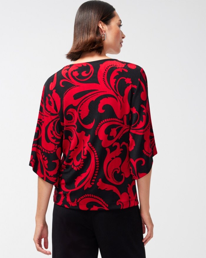 Chicos Travelers Kimono Sleeve Top - Red Allure Chicos Travelers Kimono Sleeve Top - Red Allure