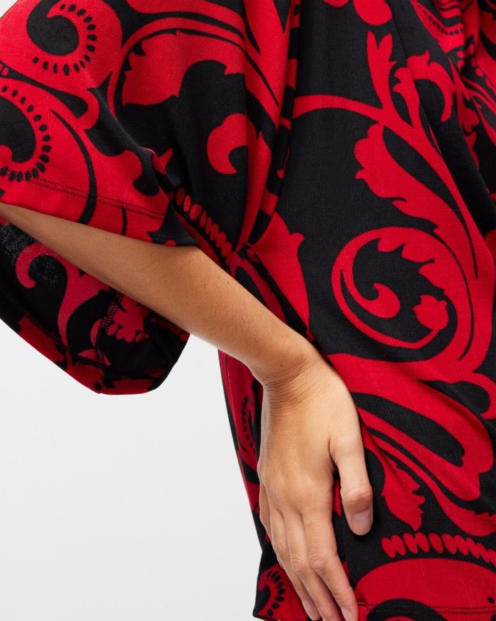 Chicos Travelers Kimono Sleeve Top - Red Allure Chicos Travelers Kimono Sleeve Top - Red Allure