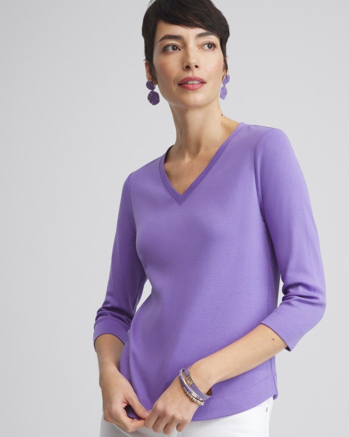 Chicos Everyday 3/4 Sleeve Tee - Parisian Purple Chicos Everyday 3/4 Sleeve Tee - Parisian Purple