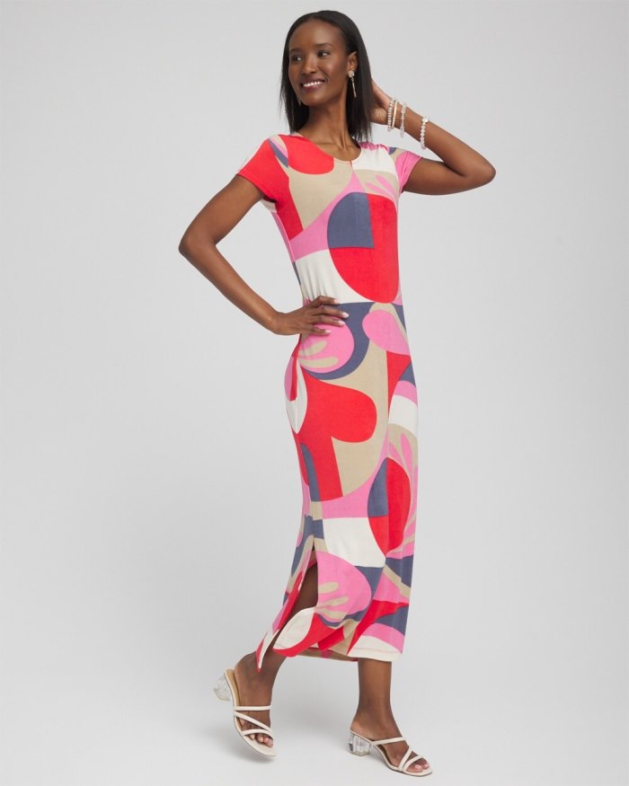 Chicos Travelers Classic Abstract Maxi Dress - Watermelon Punch Chicos Travelers Classic Abstract Maxi Dress - Watermelon Punch