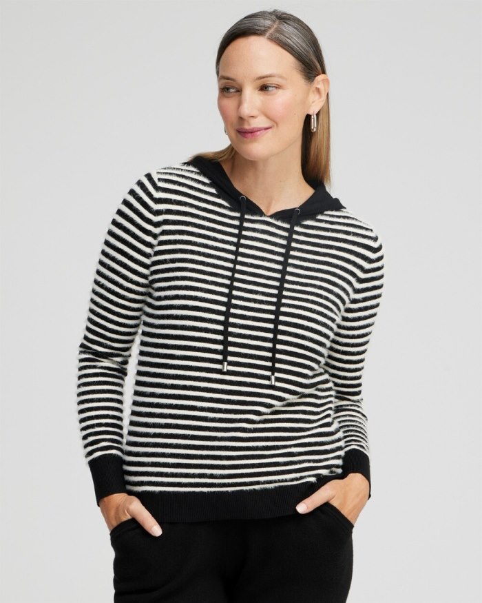Chicos Zenergy Luxe Cashmere Blend Stripe Pullover - Black Chicos Zenergy Luxe Cashmere Blend Stripe Pullover - Black
