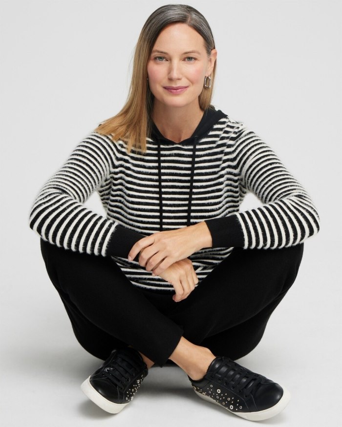 Chicos Zenergy Luxe Cashmere Blend Stripe Pullover - Black Chicos Zenergy Luxe Cashmere Blend Stripe Pullover - Black