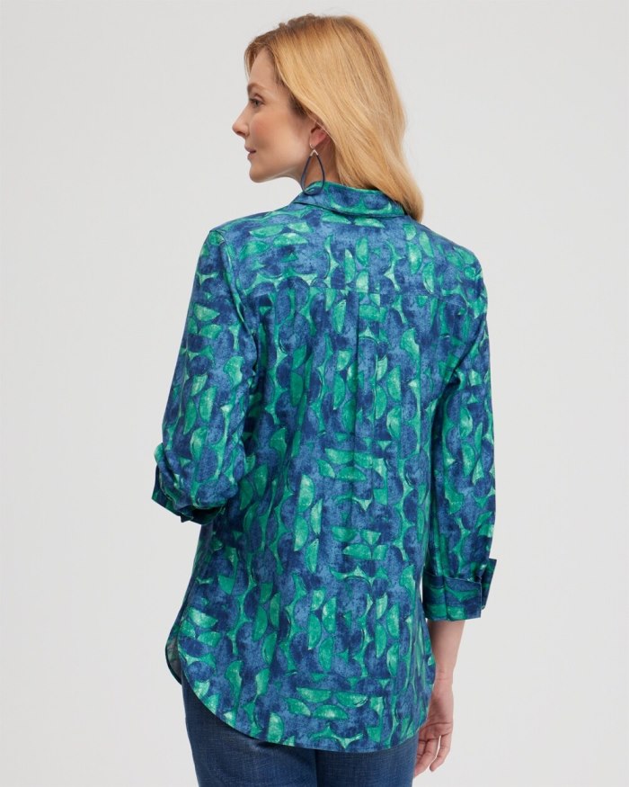 Chicos No Iron 3/4 Sleeve Mixed Half Moon Shirt - Twisted Ivy Chicos No Iron 3/4 Sleeve Mixed Half Moon Shirt - Twisted Ivy