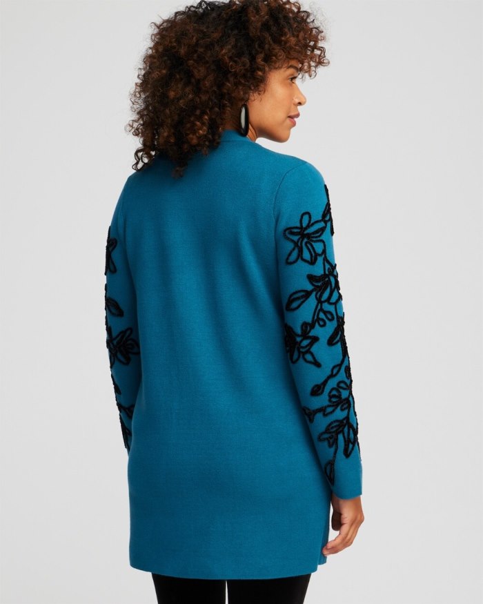 Chicos Chenille Soutache Cardigan - Moonlit Teal Chicos Chenille Soutache Cardigan - Moonlit Teal