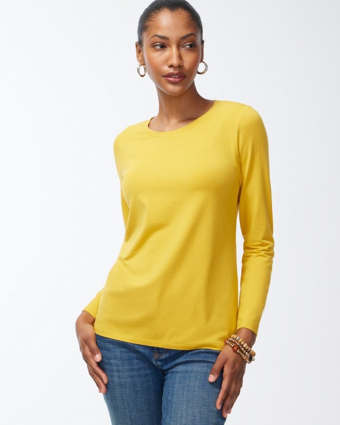 Chicos Touch of Cool Layering Tee - Bright Ochre Chicos Touch of Cool Layering Tee - Bright Ochre