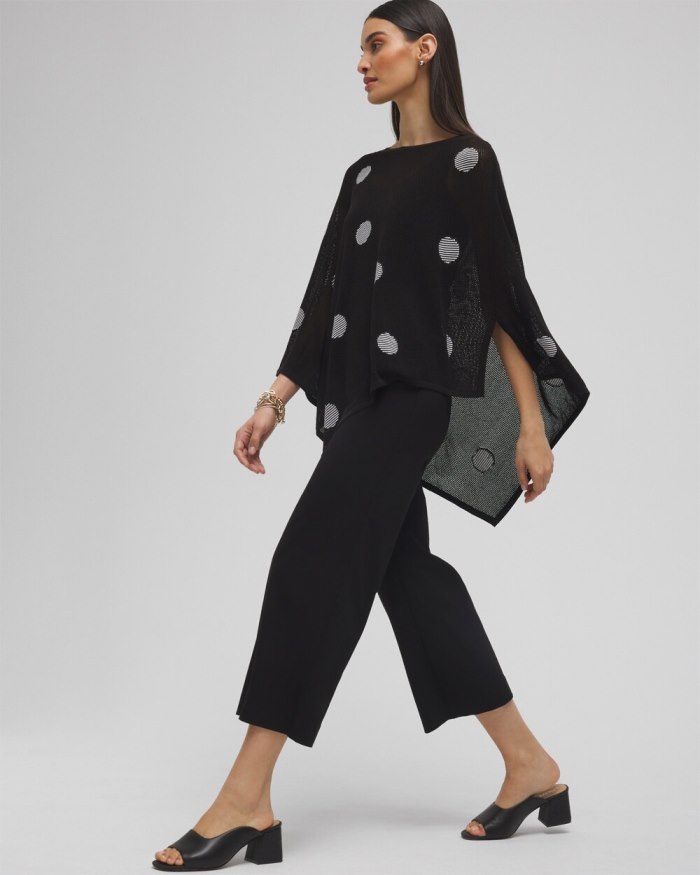 Chicos Jacquard Polka Dot Knit Poncho - Black Chicos Jacquard Polka Dot Knit Poncho - Black