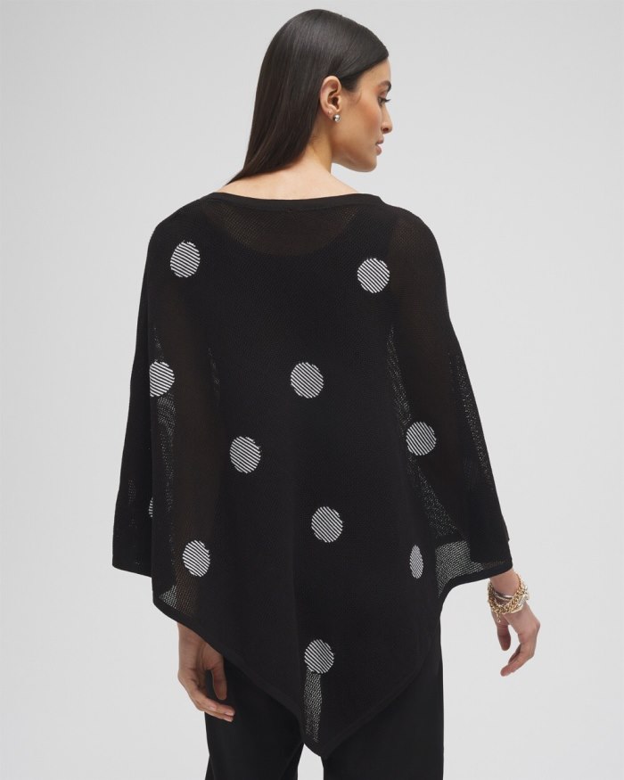 Chicos Jacquard Polka Dot Knit Poncho - Black Chicos Jacquard Polka Dot Knit Poncho - Black