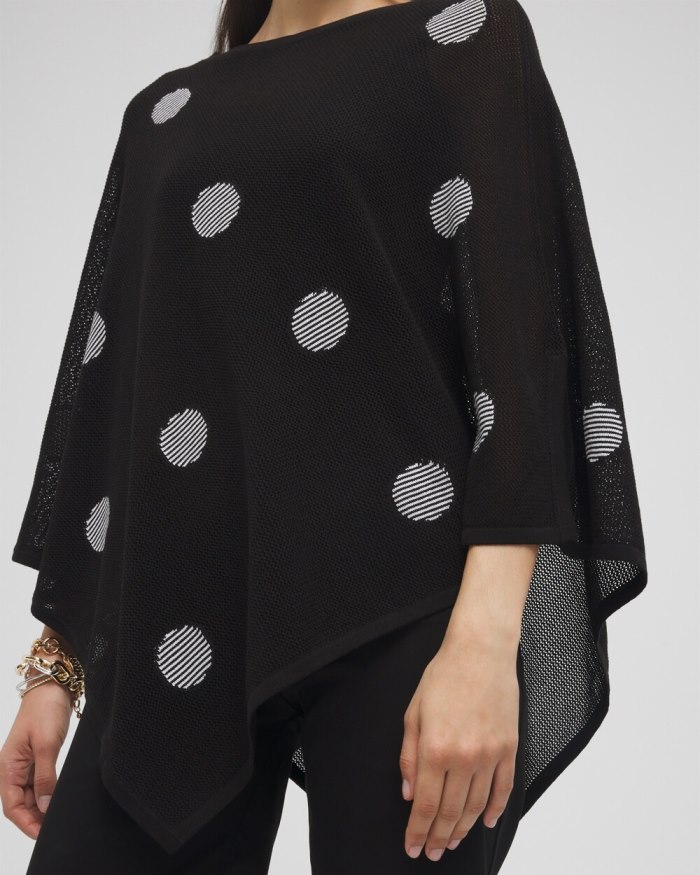 Chicos Jacquard Polka Dot Knit Poncho - Black Chicos Jacquard Polka Dot Knit Poncho - Black