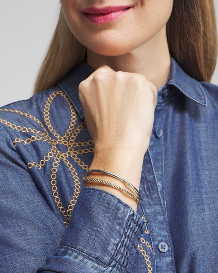 Chicos Mixed Metal Cuff Bracelet - Mixed Metals Chicos Mixed Metal Cuff Bracelet - Mixed Metals