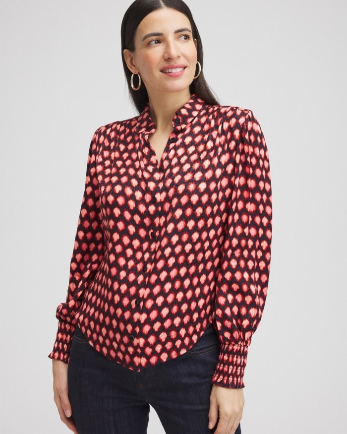 Chicos Jacquard Ikat Blouse - Classic Navy Chicos Jacquard Ikat Blouse - Classic Navy