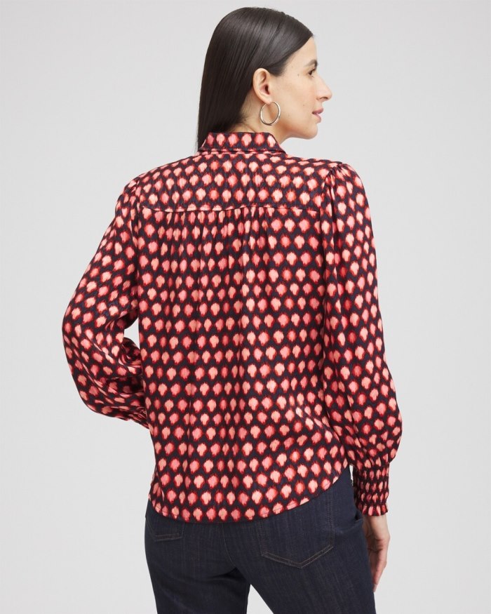 Chicos Jacquard Ikat Blouse - Classic Navy Chicos Jacquard Ikat Blouse - Classic Navy