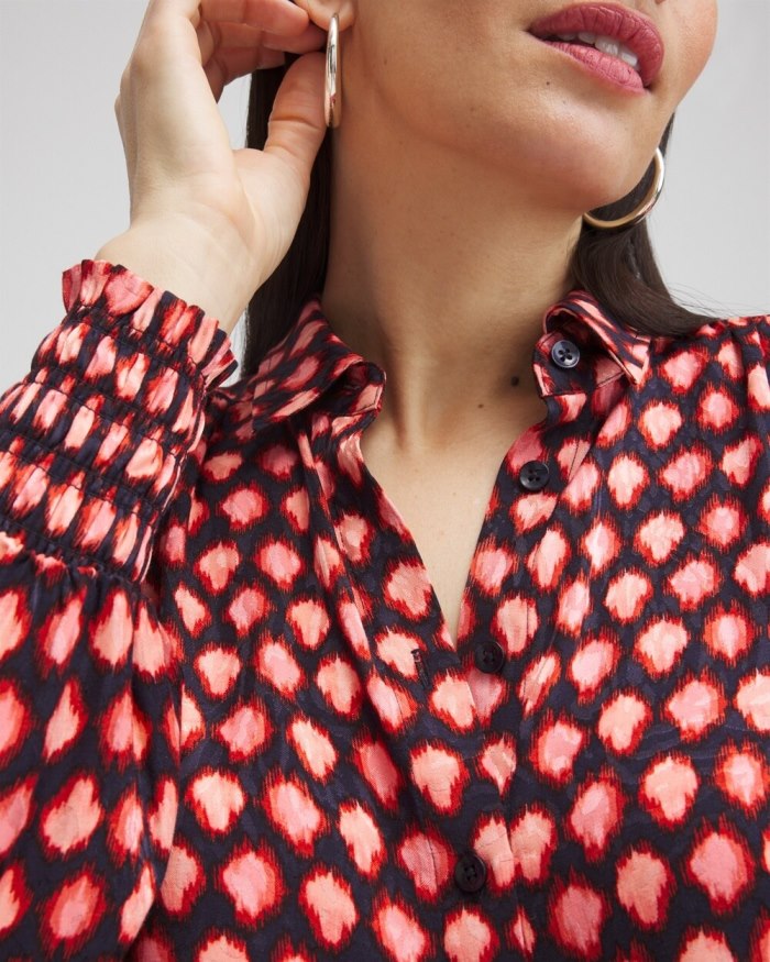 Chicos Jacquard Ikat Blouse - Classic Navy Chicos Jacquard Ikat Blouse - Classic Navy