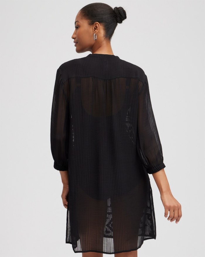Chicos Embroidered Swim Dress Coverup - Black Chicos Embroidered Swim Dress Coverup - Black