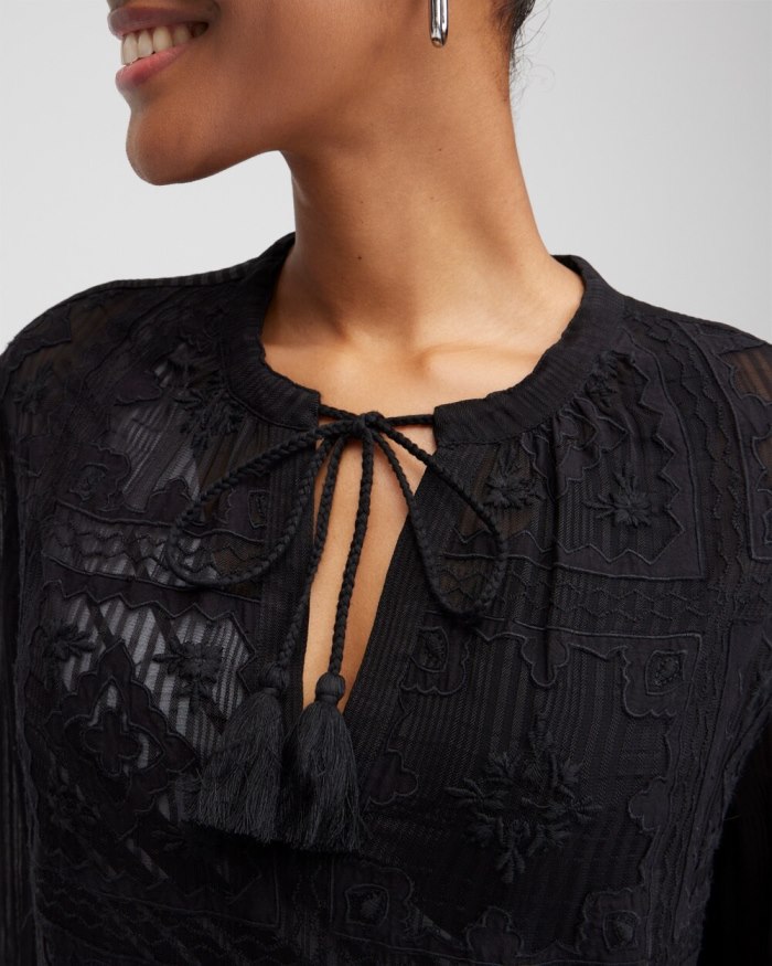 Chicos Embroidered Swim Dress Coverup - Black Chicos Embroidered Swim Dress Coverup - Black