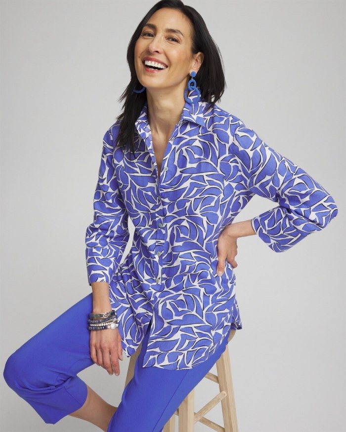 Chicos No Iron Abstract 3/4 Sleeve Shirt - Purple Nightshade Chicos No Iron Abstract 3/4 Sleeve Shirt - Purple Nightshade