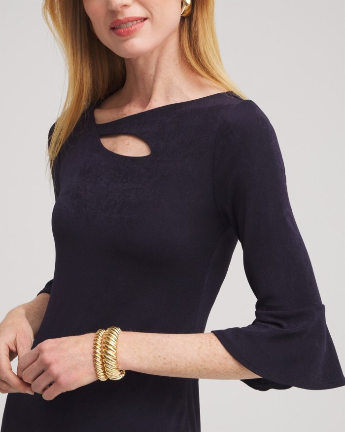 Chicos Travelers Keyhole Classic Dress - Travelers India Ink Chicos Travelers Keyhole Classic Dress - Travelers India Ink