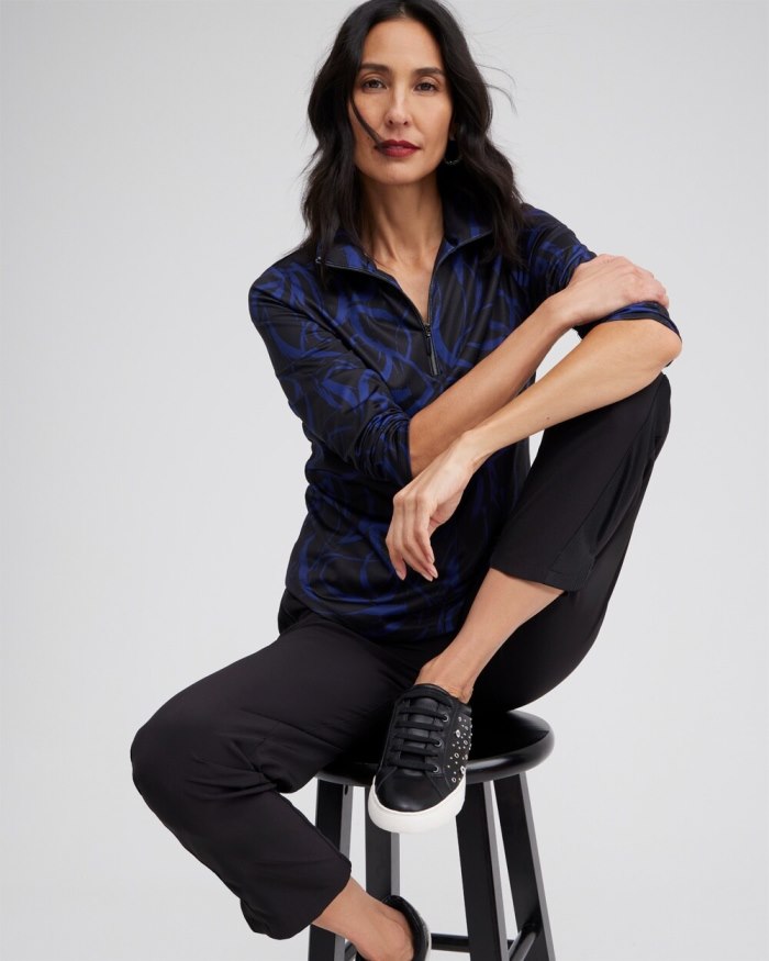 Chicos Zenergy UPF Ribbon Print Long Sleeve Top - Cobalt Night Chicos Zenergy UPF Ribbon Print Long Sleeve Top - Cobalt Night