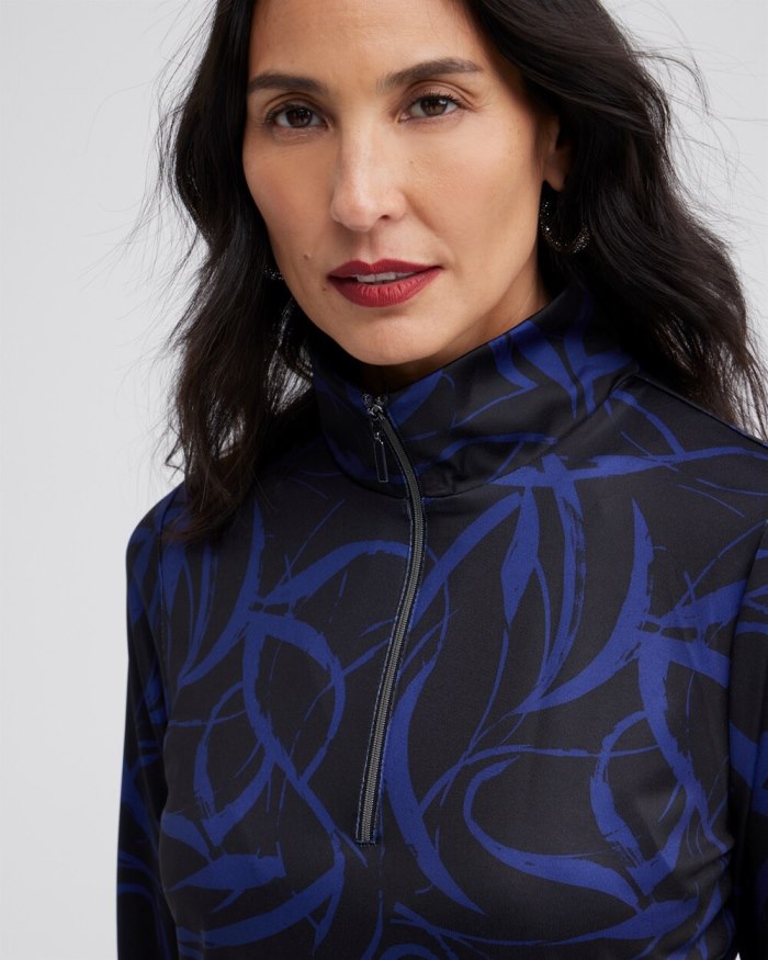 Chicos Zenergy UPF Ribbon Print Long Sleeve Top - Cobalt Night Chicos Zenergy UPF Ribbon Print Long Sleeve Top - Cobalt Night