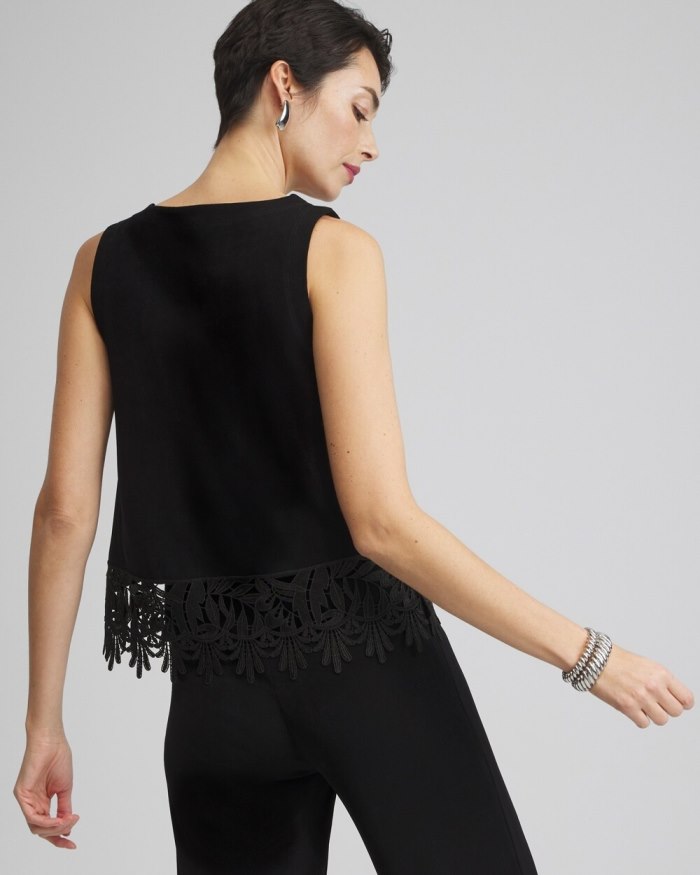 Chicos Travelers Lace Trim Top - Travelers Black Chicos Travelers Lace Trim Top - Travelers Black
