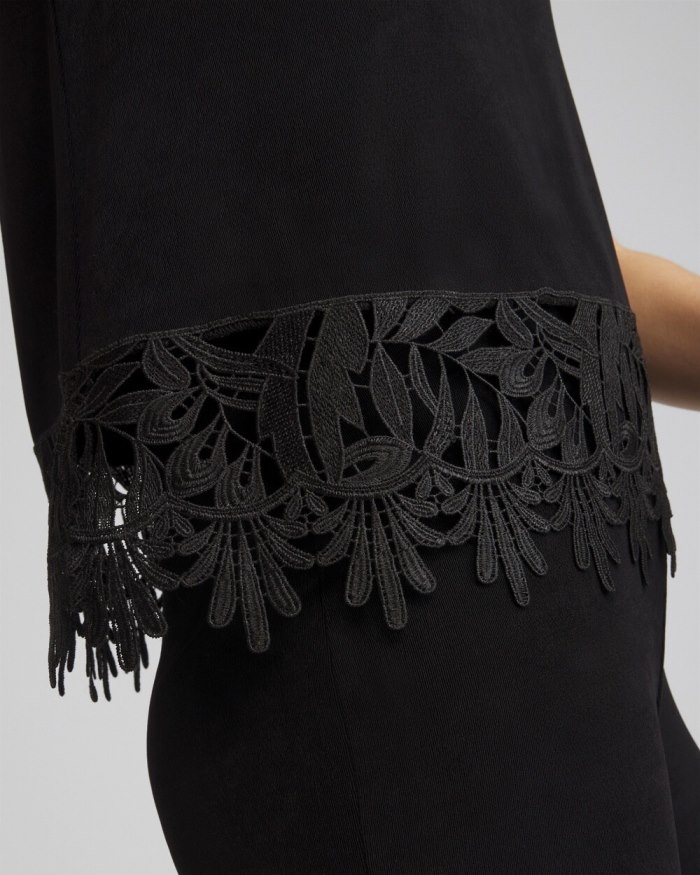 Chicos Travelers Lace Trim Top - Travelers Black Chicos Travelers Lace Trim Top - Travelers Black
