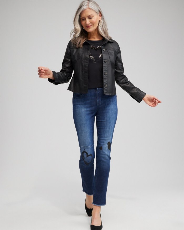 Chicos Girlfriend Heart Print Ankle Jeans - Irvina Indigo Chicos Girlfriend Heart Print Ankle Jeans - Irvina Indigo