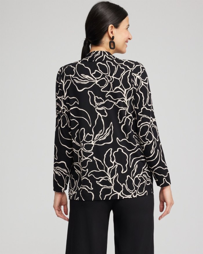Chicos Touch of Cool Floral Easy Cardigan - Black Chicos Touch of Cool Floral Easy Cardigan - Black