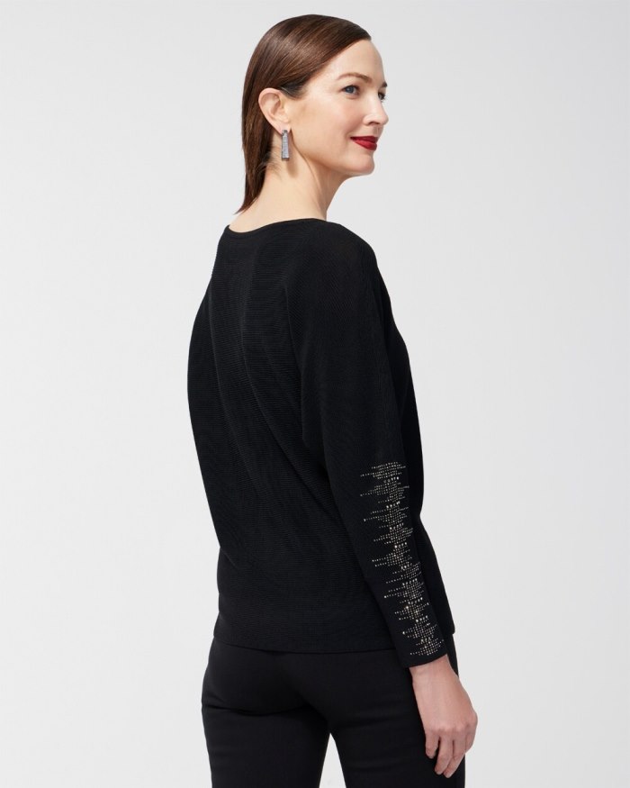 Chicos Studded Detail Pullover Sweater - Black Chicos Studded Detail Pullover Sweater - Black