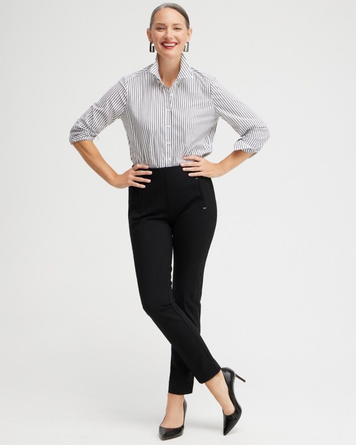 Chicos Juliet Lace Seam Ankle Pants - Black Chicos Juliet Lace Seam Ankle Pants - Black