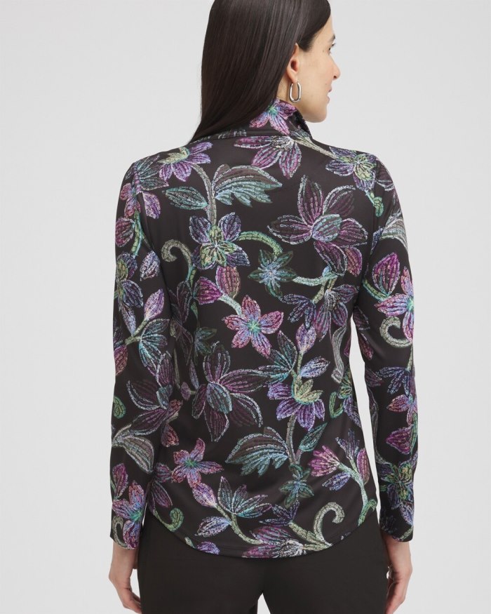 Chicos Zenergy UPF Floral Long Sleeve Top - Black Chicos Zenergy UPF Floral Long Sleeve Top - Black