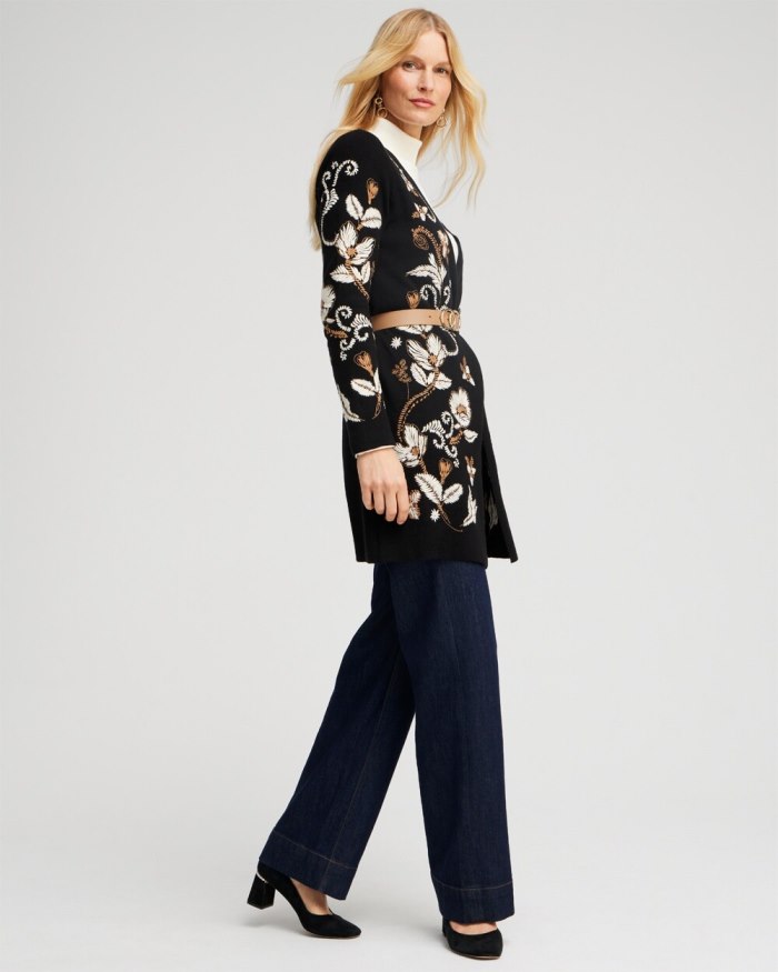 Chicos Embroidered Cardigan - Black Chicos Embroidered Cardigan - Black