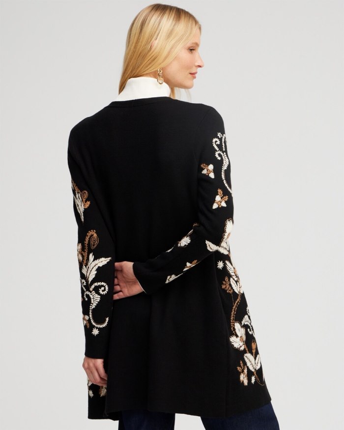 Chicos Embroidered Cardigan - Black Chicos Embroidered Cardigan - Black