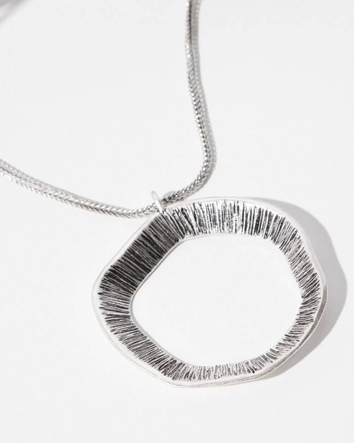 Chicos Silver Tone Pendant Necklace - Silver Chicos Silver Tone Pendant Necklace - Silver