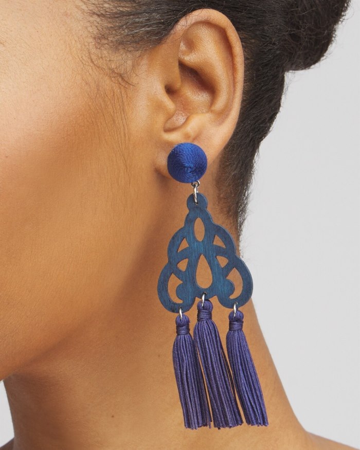 Chicos No Droop Navy Fringe Earrings - Classic Navy Chicos No Droop Navy Fringe Earrings - Classic Navy