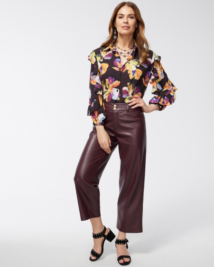 Chicos Chiffon Botanical Shirt - Black Chicos Chiffon Botanical Shirt - Black