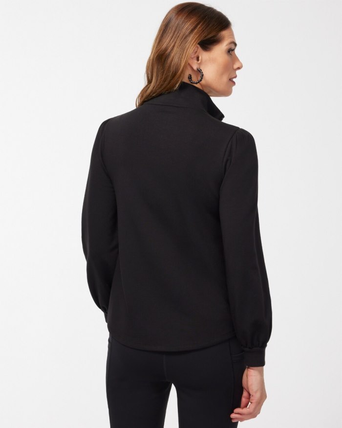 Chicos Zenergy French Terry Half Zip Pullover - Black Chicos Zenergy French Terry Half Zip Pullover - Black
