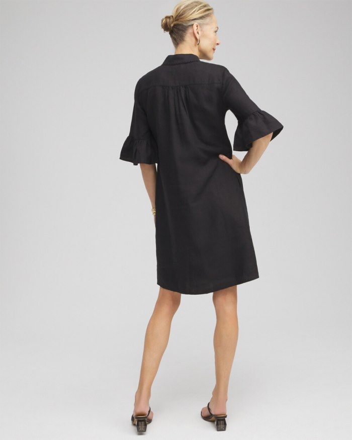 Chicos Linen Lace Applique Dress - Black Chicos Linen Lace Applique Dress - Black