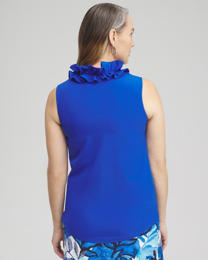 Chicos Zenergy Ruffle Neck Tank - Classic Navy Chicos Zenergy Ruffle Neck Tank - Classic Navy