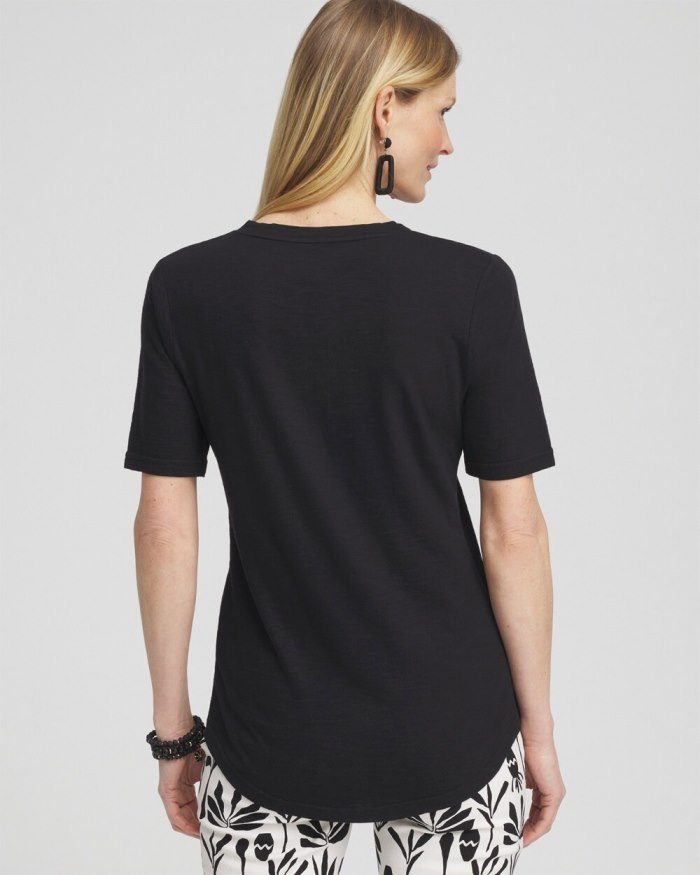 Chicos Notch Neck Tee - Black Chicos Notch Neck Tee - Black