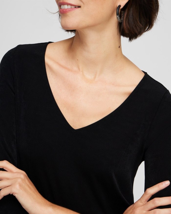 Chicos Travelers High Low V-neck Top - Travelers Black Chicos Travelers High Low V-neck Top - Travelers Black